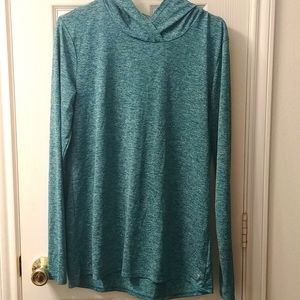 Long sleeve thin hoodie in teal and white by bcg